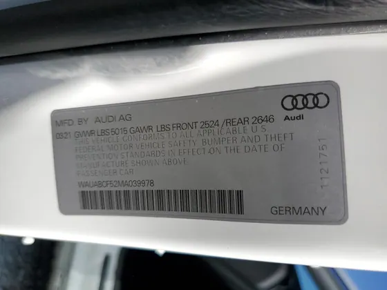 2021 Audi A5 VIN WAUABCF52MA039978 - photo 10 of 13